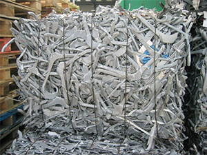 Baled coat hangers ready for recycling